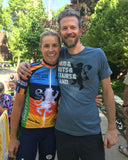 Peta Mullens with Jason Reimer of Serpentijn Art and Athletics in Lowlands leader jersey at Tour of America's Dairyland cycling race series.
